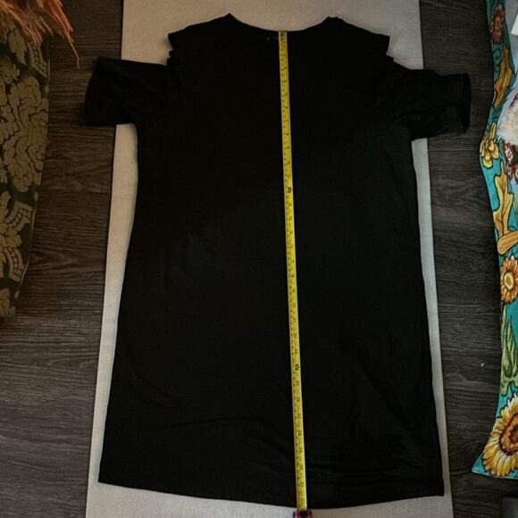 SHEIN Ripped Distressed Black T-Shirt Dress Tunic M Bikercore Rocker Grunge Punk - Picture 8 of 11